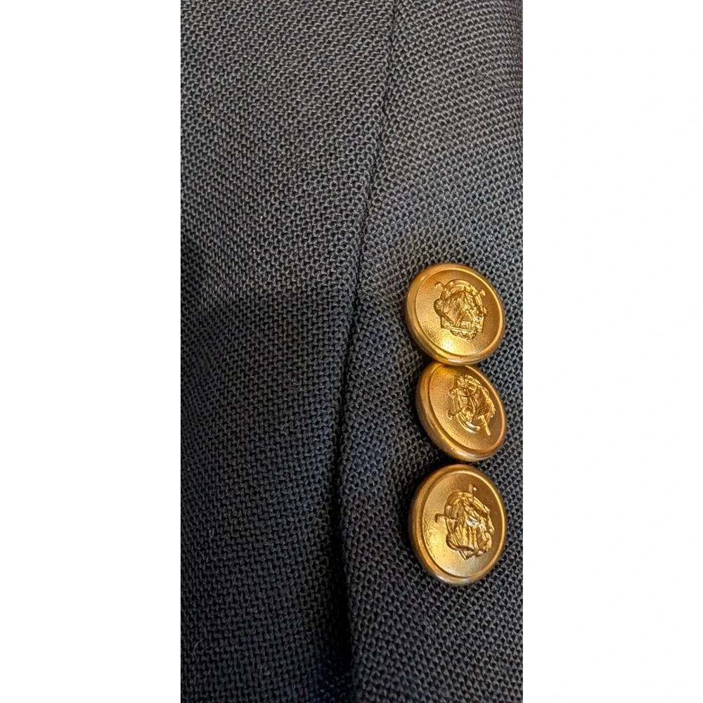 CHAPS by Ralph Lauren Blazer Navy Wool Sport Coat Gold‎ buttons Size 38 EUC